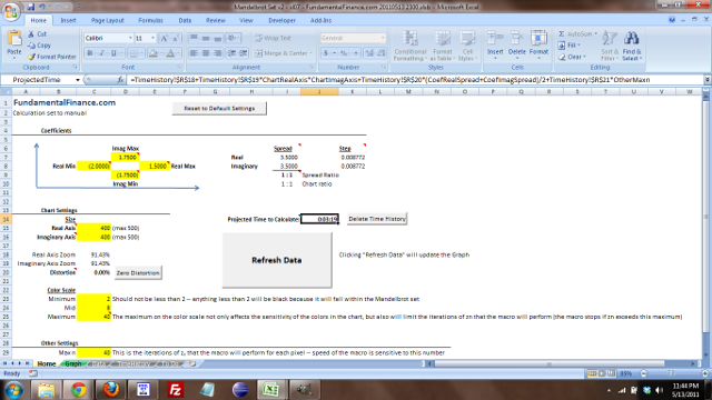 Mandelbrot Set Settings Tab